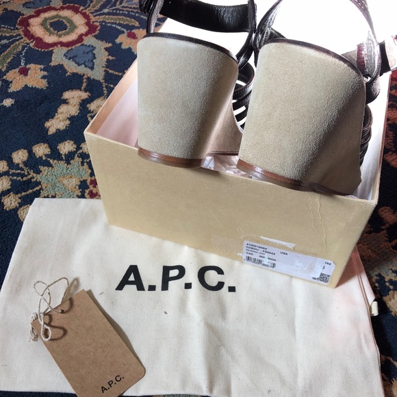 A.P.C. Rania Wedge Croc Suede Wedge Caged Platform - Picture 7 of 8